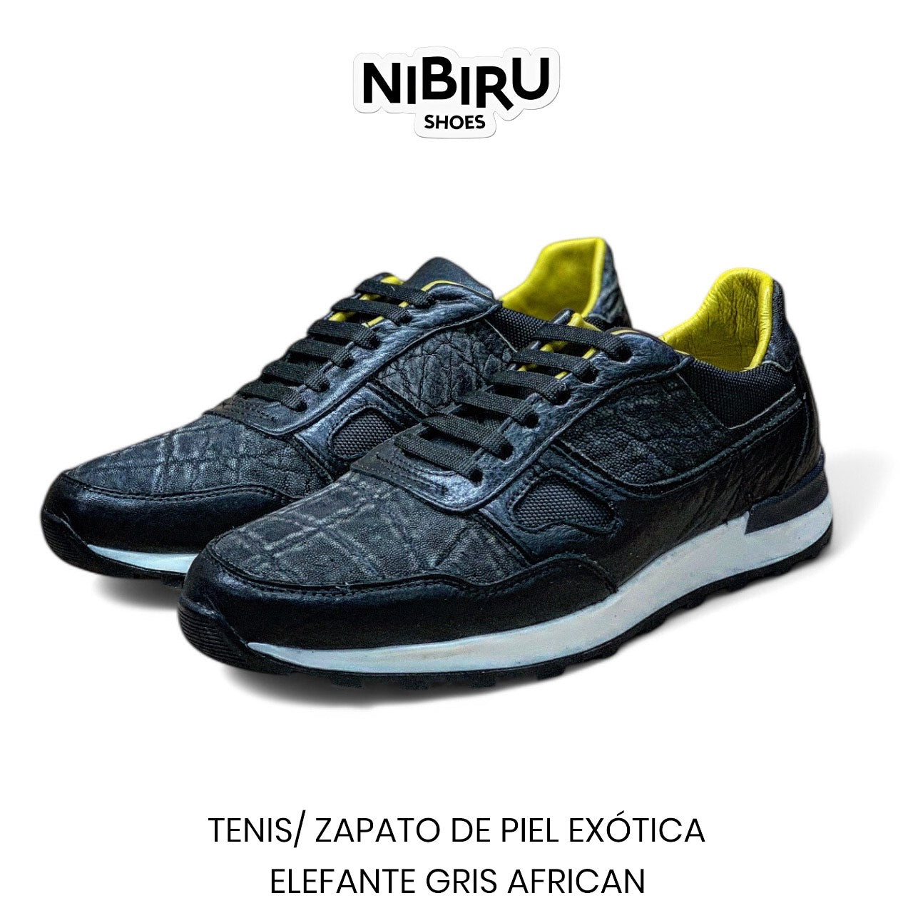 tenis de piel flother toro / piel legitima de elefante gris africano 6034 forro piel limon