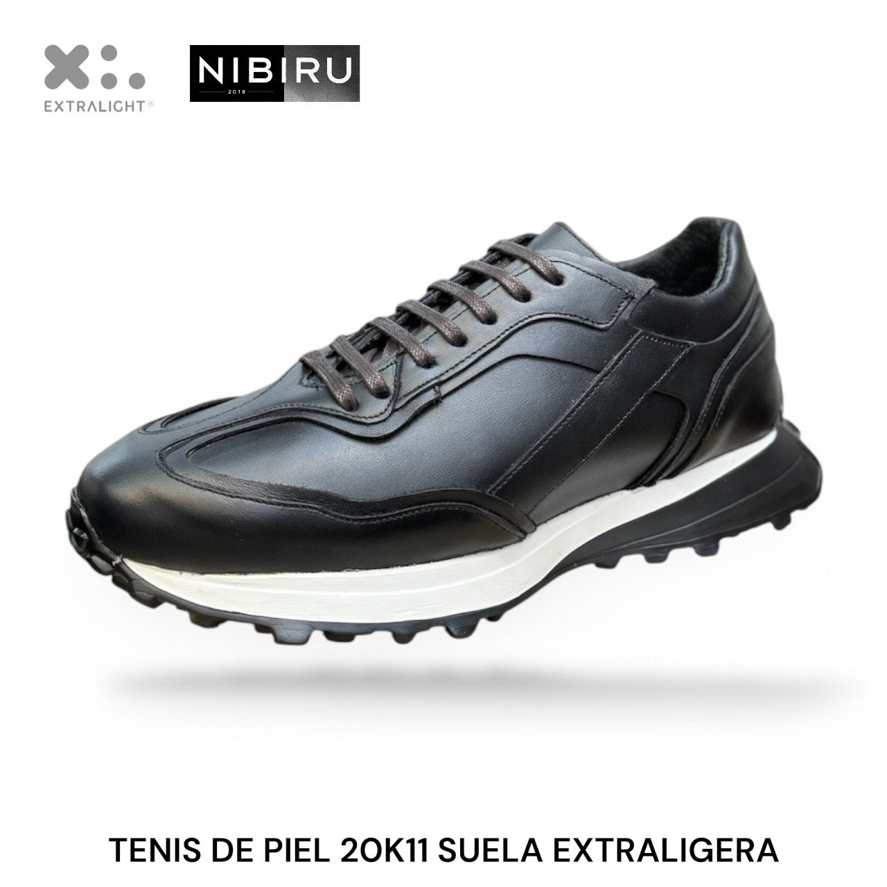 sneaker de piel / negro napa piel mod 20k11 suela extraligera