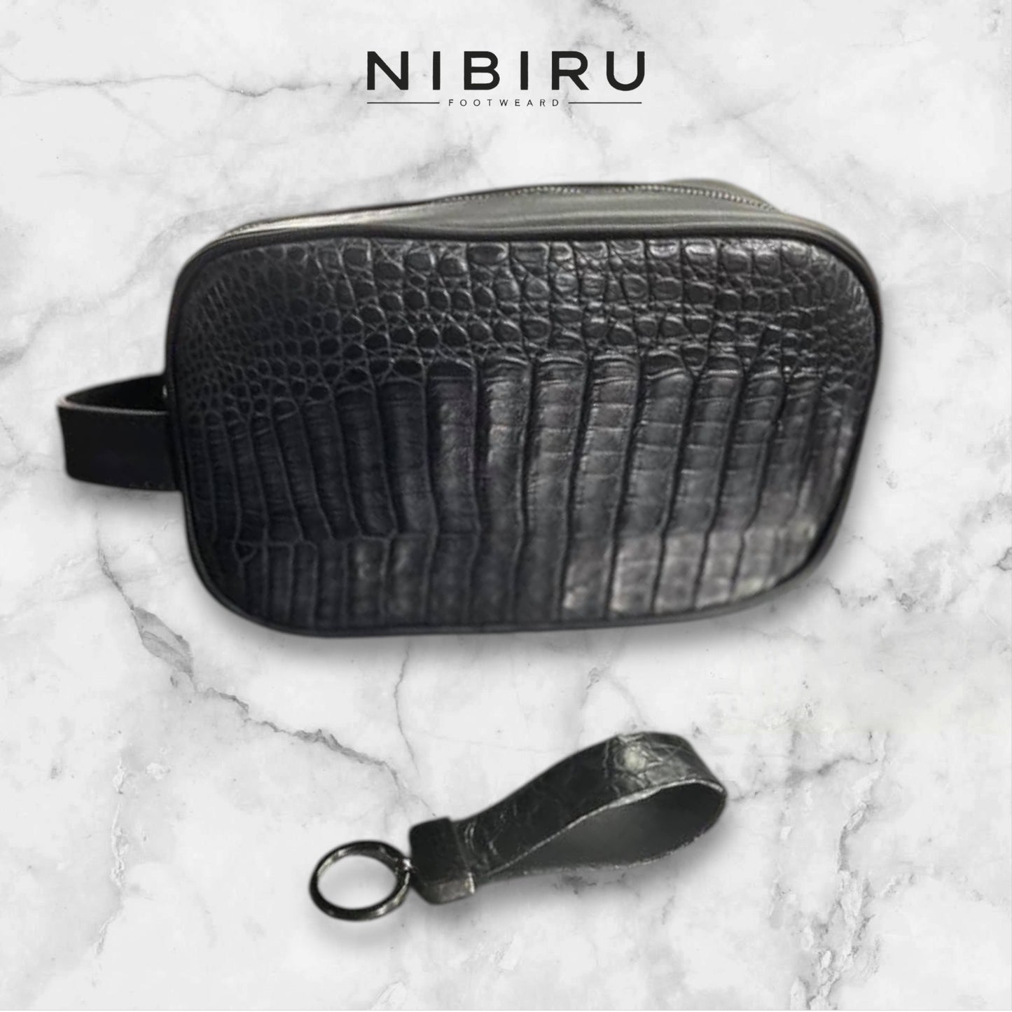 neceser bandola de piel cocodrilo negro carbon mod lucious practica y elegante