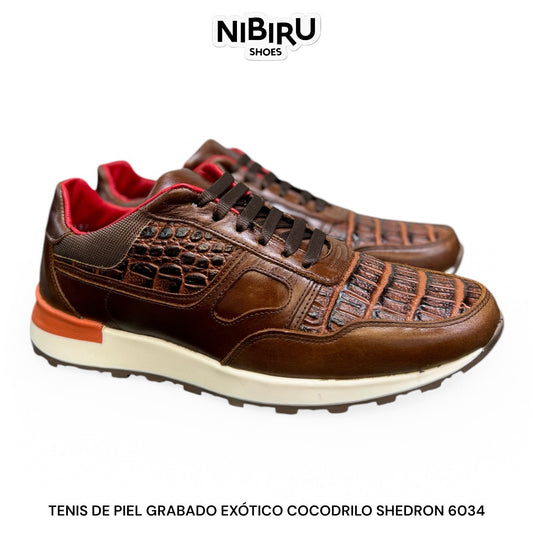 tenis de piel grabado exotico cocodrile shedron 6034