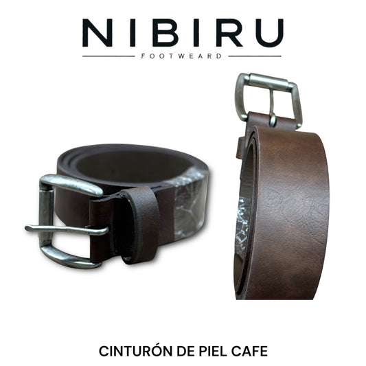 cinturones de piel color cafe evilla de metal inoxidable