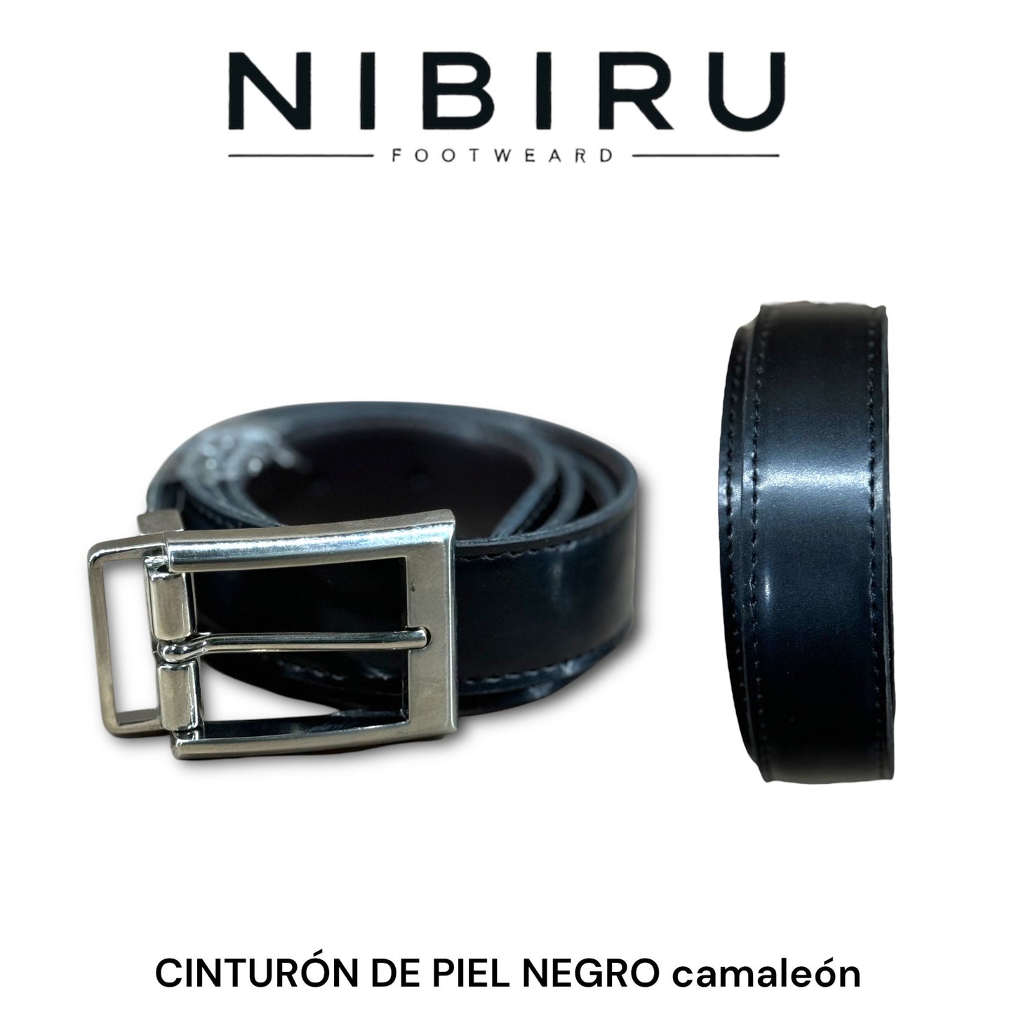 cinturones de vestir de piel color negro camaleon evilla inoxidable