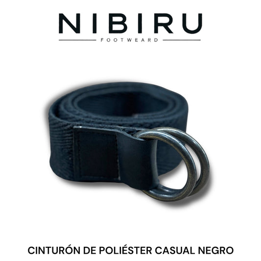 cinturones de poliester casual color negro inoxidable