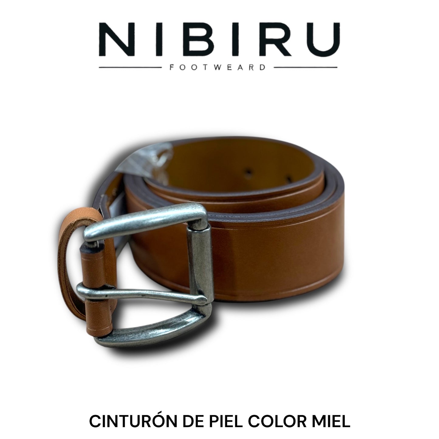 cinturones de piel color miel evilla de metal inoxidable