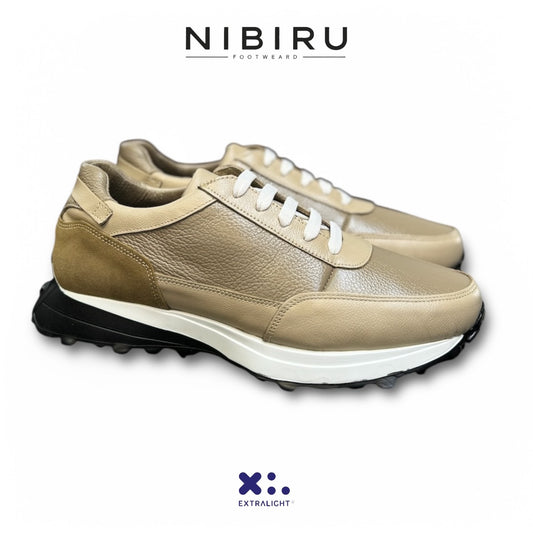 sneaker de piel crema flother / beig napa mod 20k suela extraligera