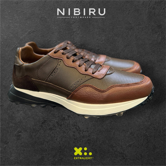 sneaker de piel coñac cafe napa / miel kin flother bostoniano 20k10 suela extraligera