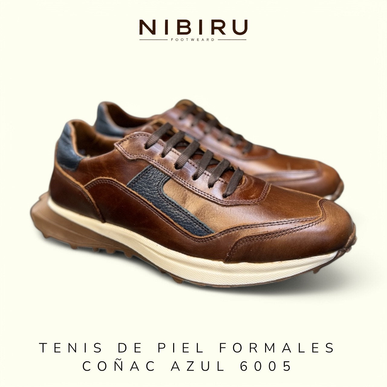 Tenis de piel 6005 - cognac blu