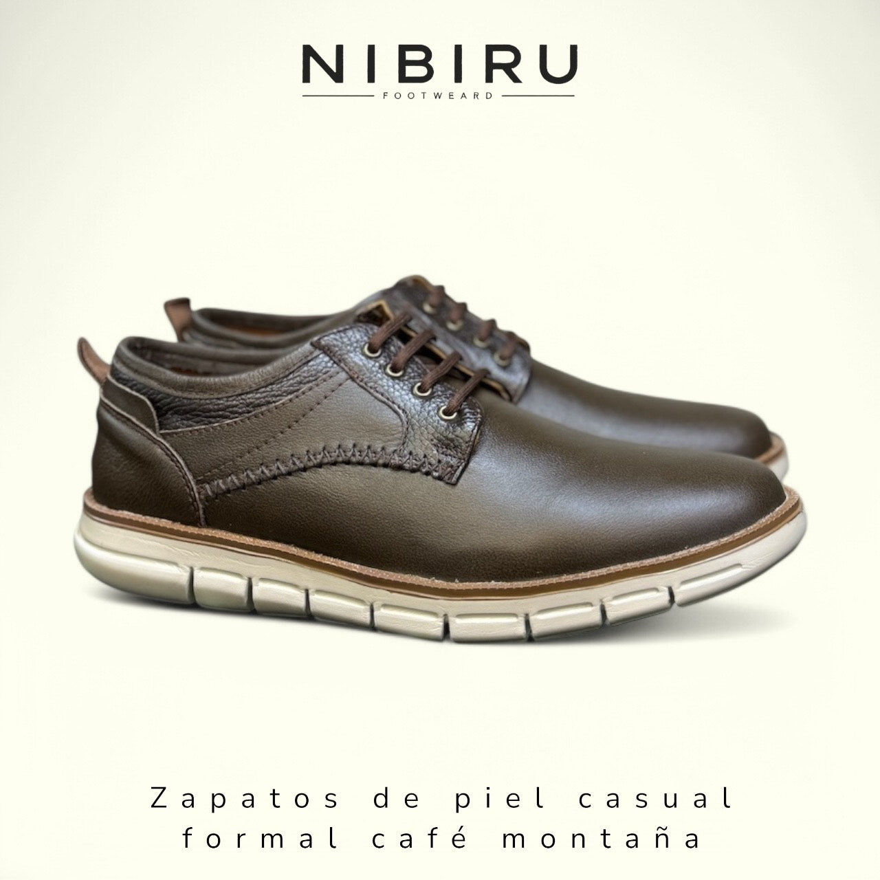 zapatos de piel cafe montana suela ultraligera confortables mod 1000