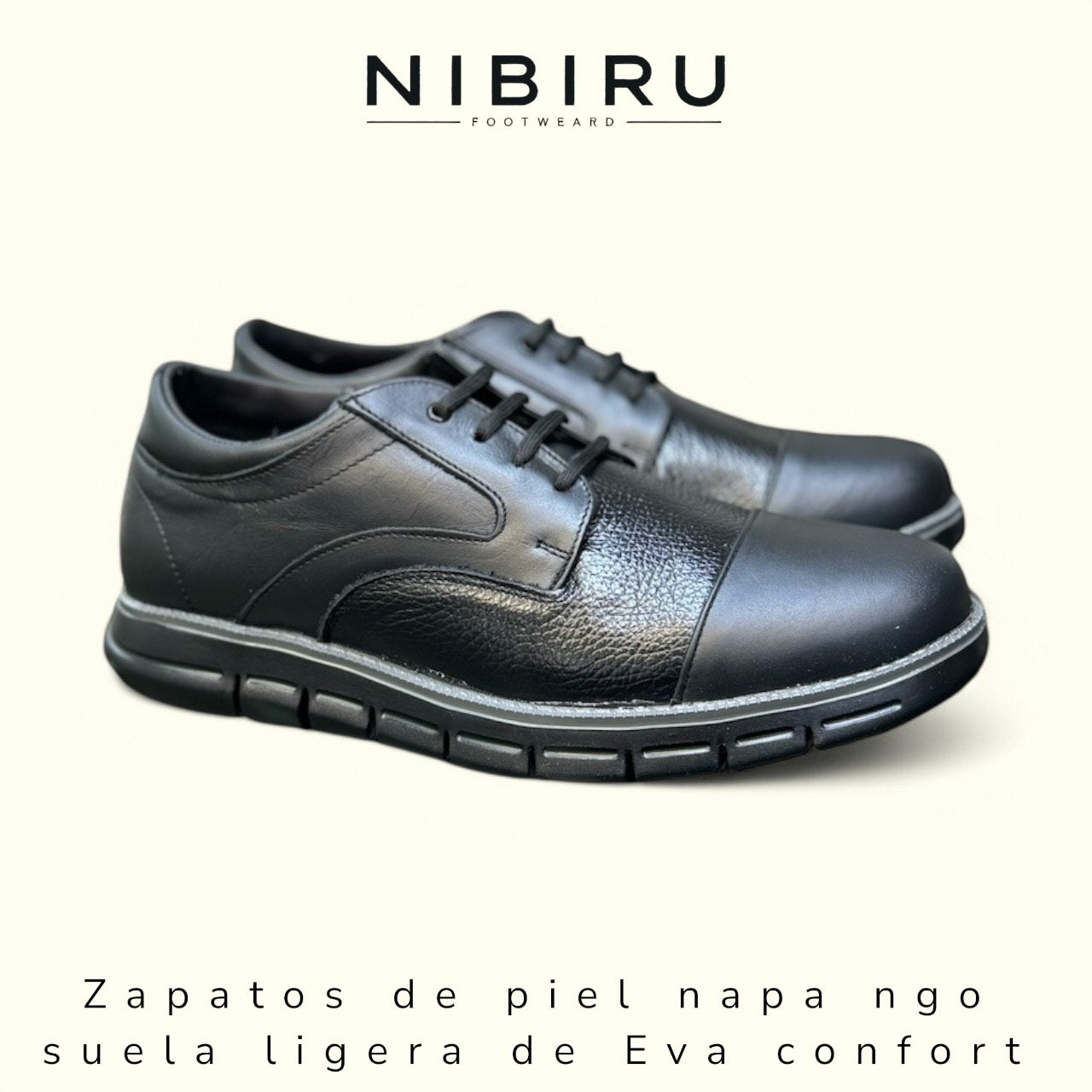 zapatos de piel negro napa venado suela ultraligera mod 11040