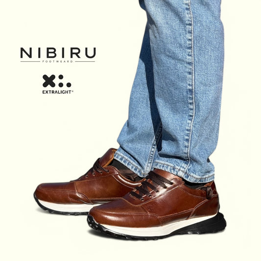 sneaker de piel suave de becerro color coñac / acabado pull piel / mod 20k