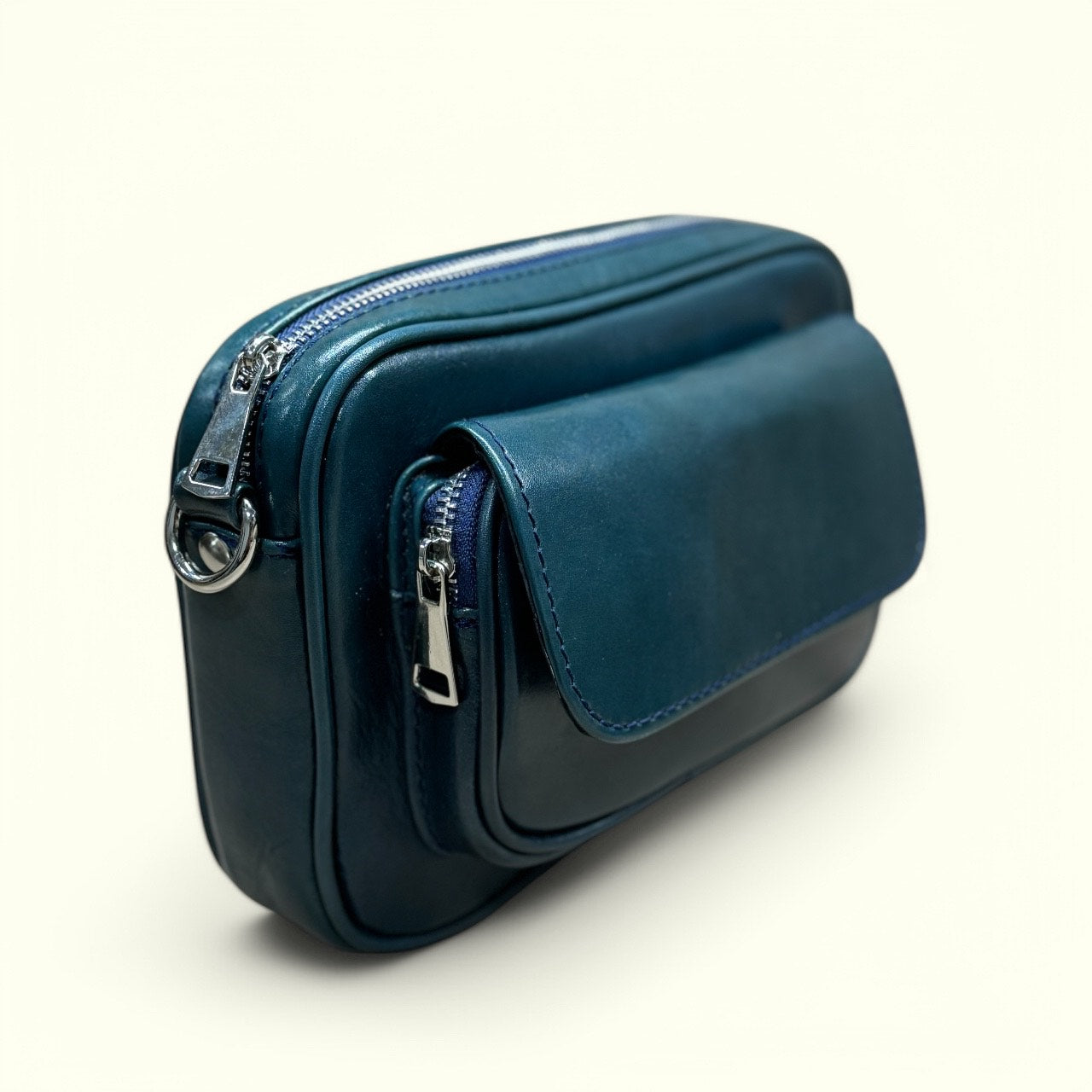 bandolera de piel cuero turquesa mod saint santos practica y elegante