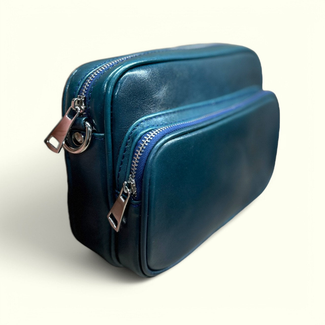 bandolera de piel cuero turquesa mod monaco practica y elegante