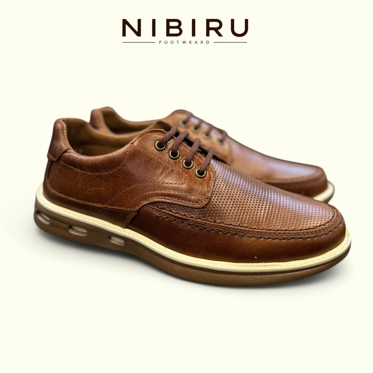 zapatos de piel coñac elegantes y casuales mod 11040