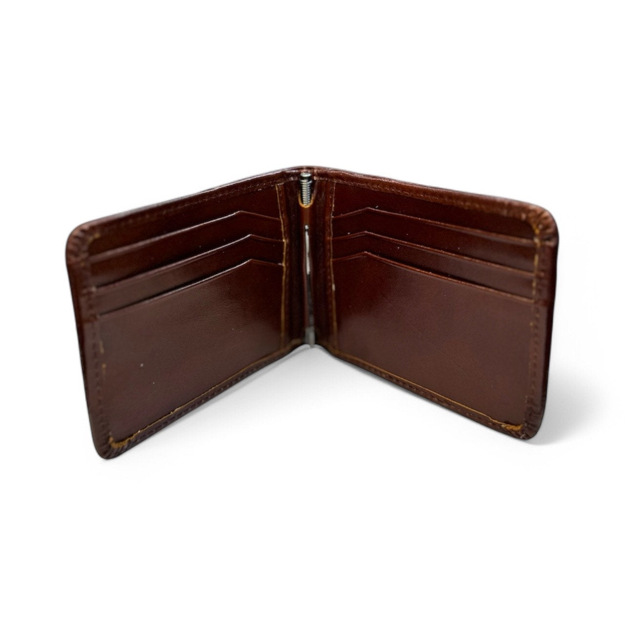 cartera plana de piel con clip para billetes color coñac mod antony