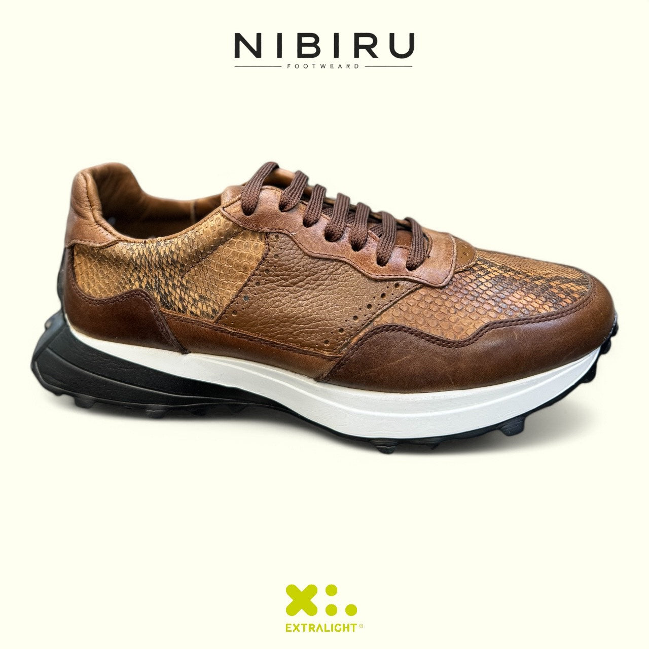 sneaker de piel cafe tabaco venado miel  / piel exotica legitima vibora beli brandy 20k10 extralight