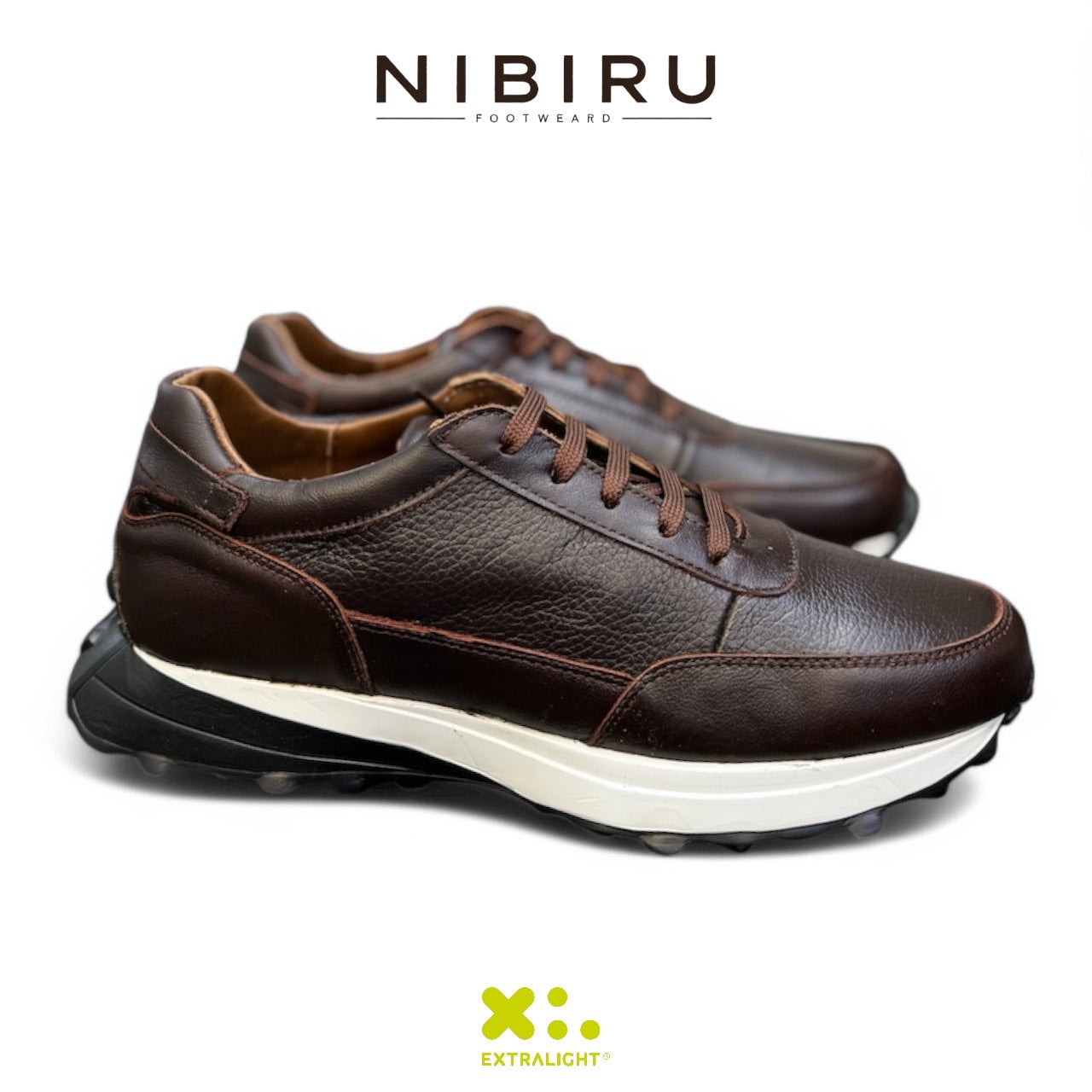 sneaker de piel venado / cafe tabaco chocolate 20k extraligero