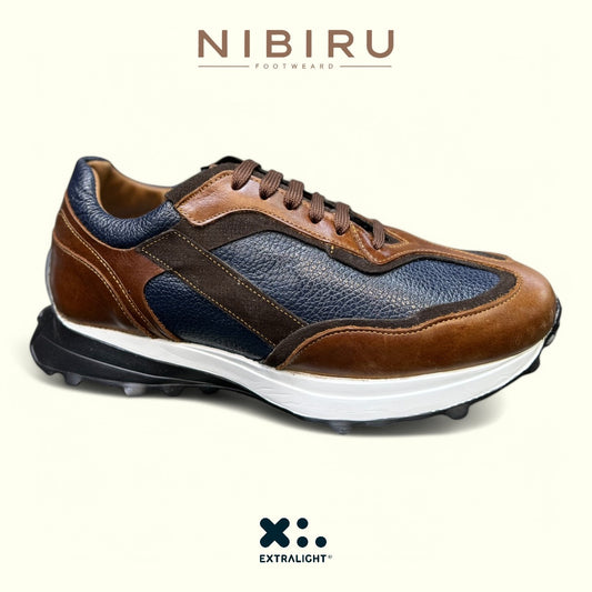 sneaker de piel venado marino / shedron miel pull up 20k extraligero