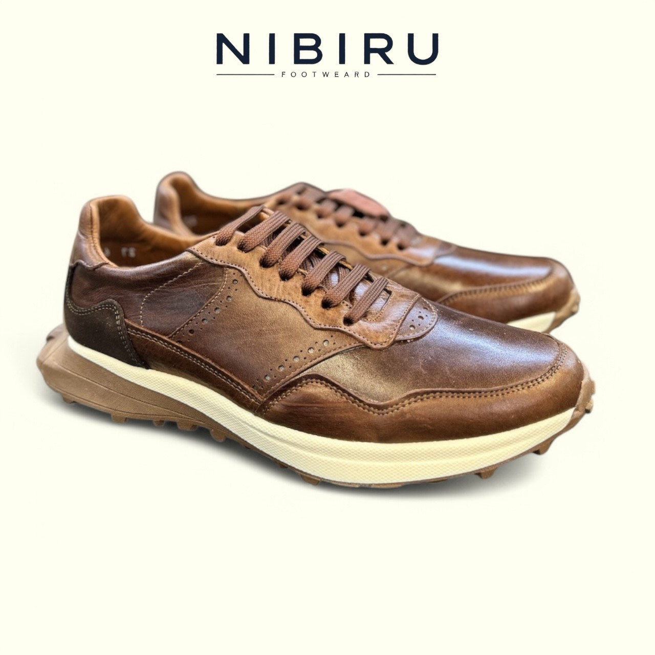 Tenis de piel 6010 - tabaco