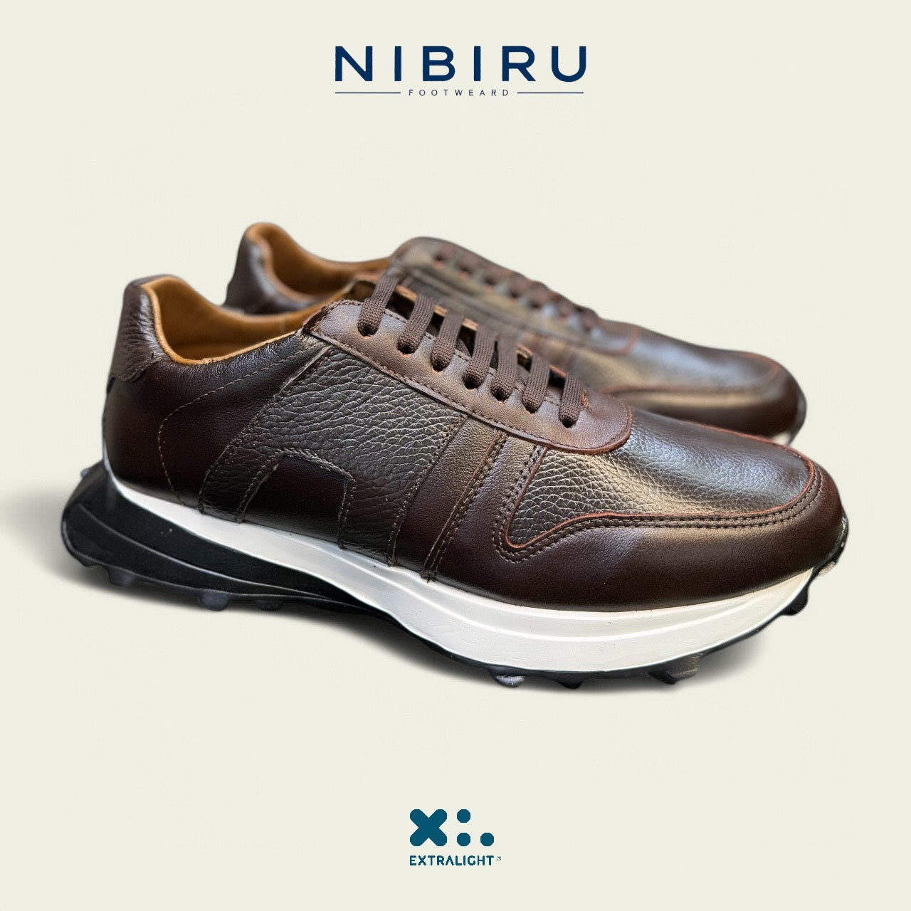 sneaker de piel napa venado chocolate mod 6008 extralight