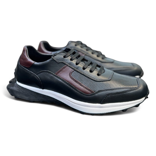 tenis de piel negro napa performance vino 6005