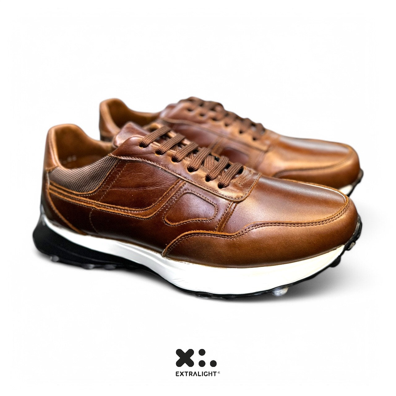 sneaker de piel pull up coñac ( cognac) emperioly extralight