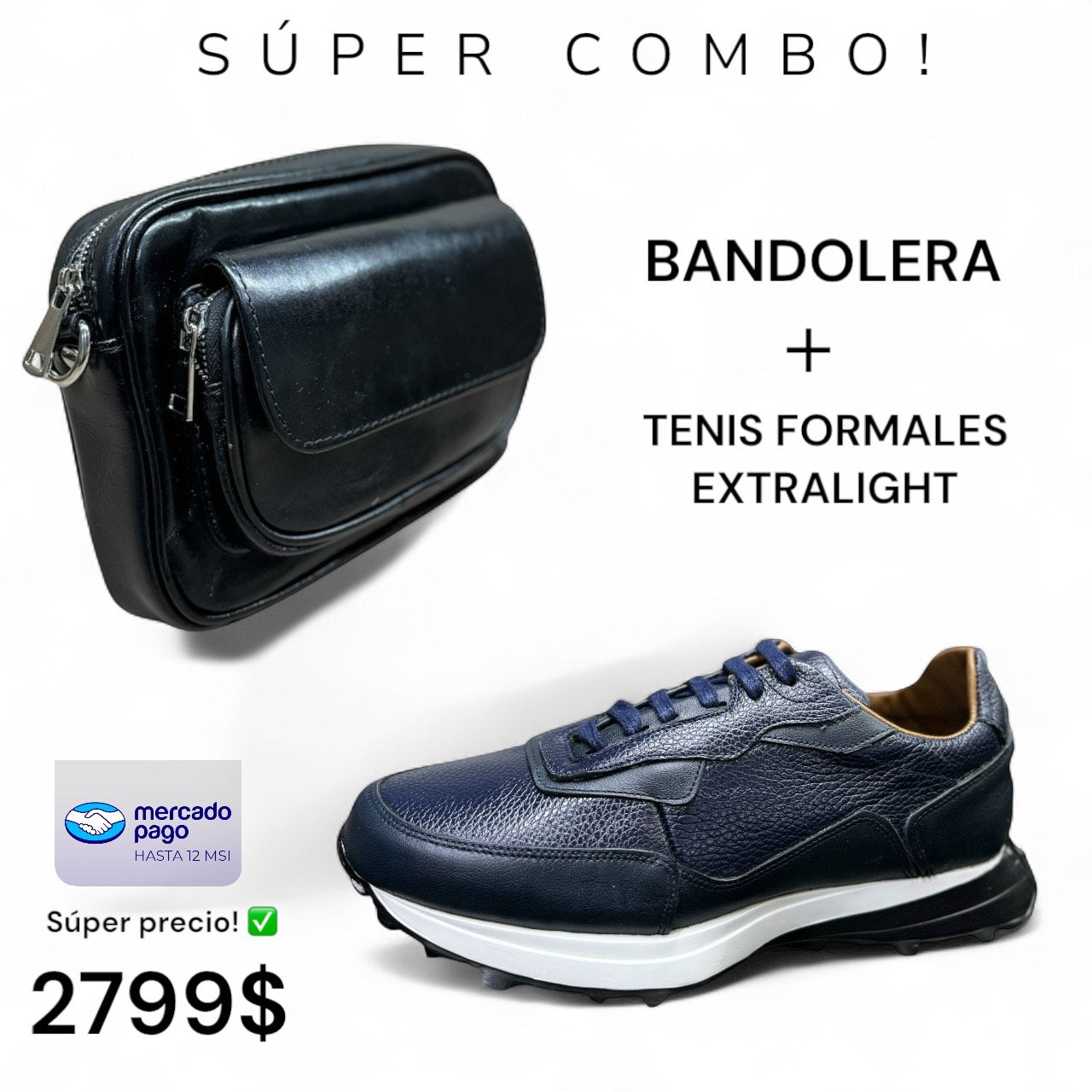 SUPER COMBO! tenis de piel + bandolera neceser elige tu favorito