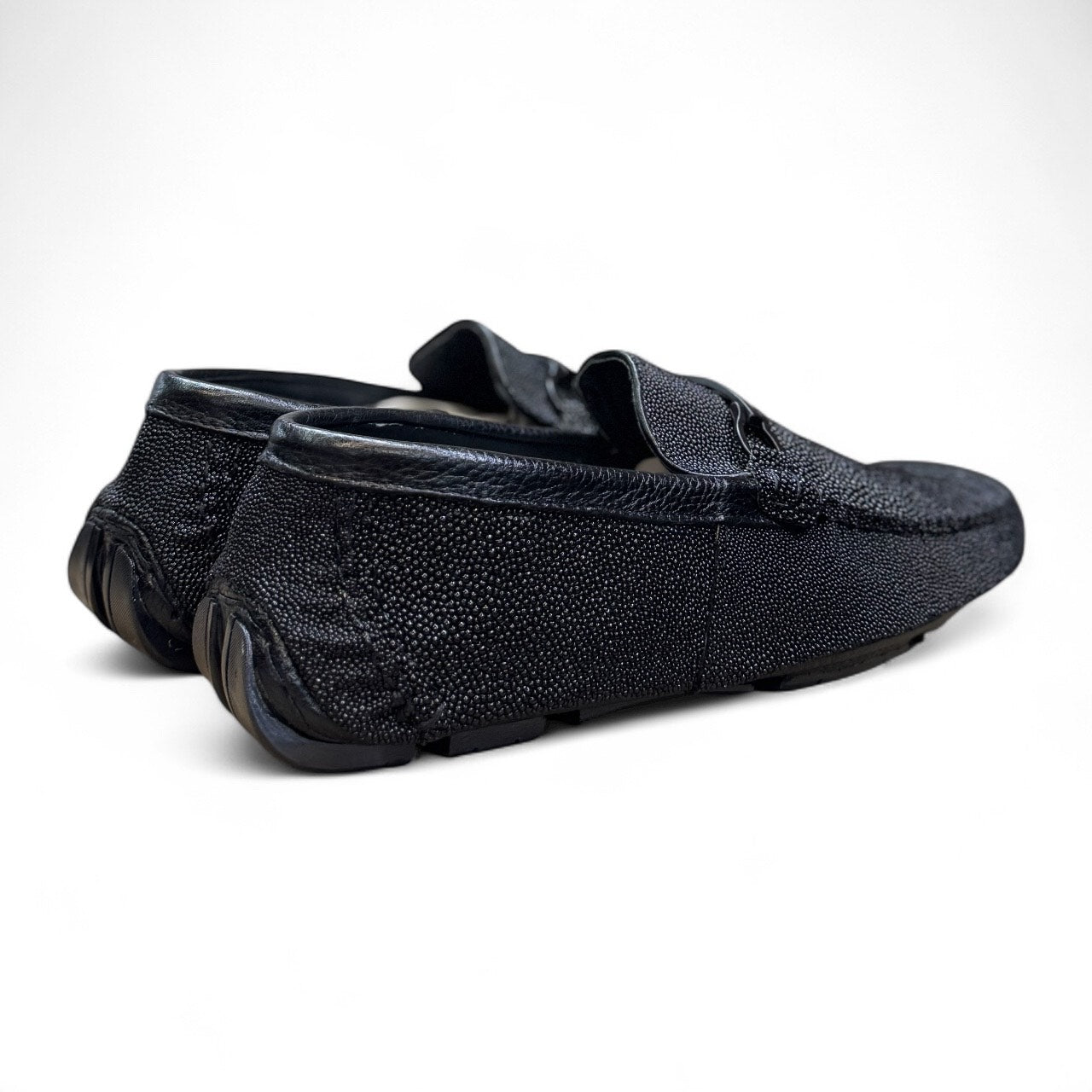 mocasines santino de piel legitima mantarraya full black exotico