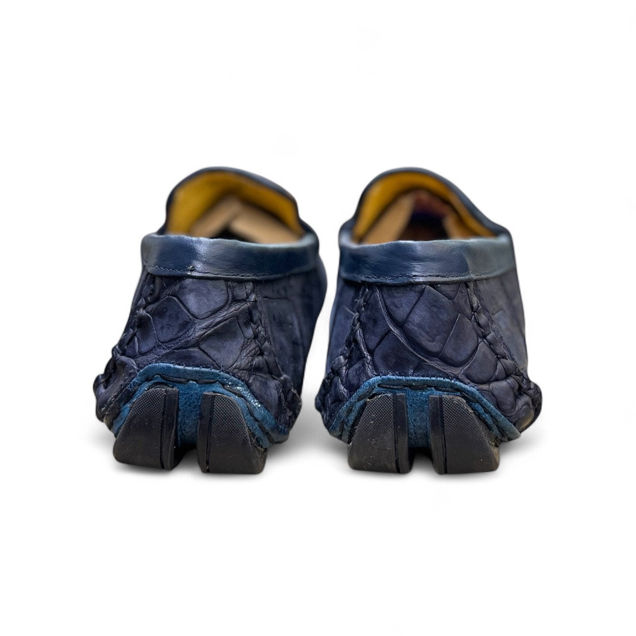 mocasines imperioly de piel genuina cocodril moreleti azul blue jean
