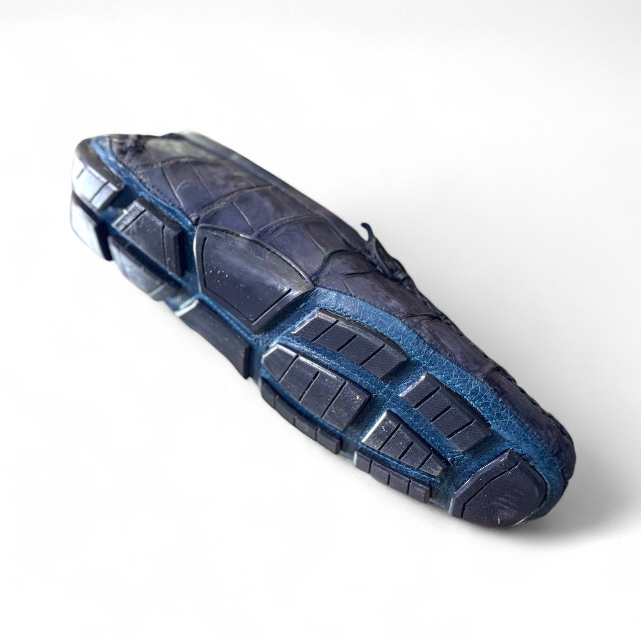 mocasines imperioly de piel genuina cocodril moreleti azul blue jean