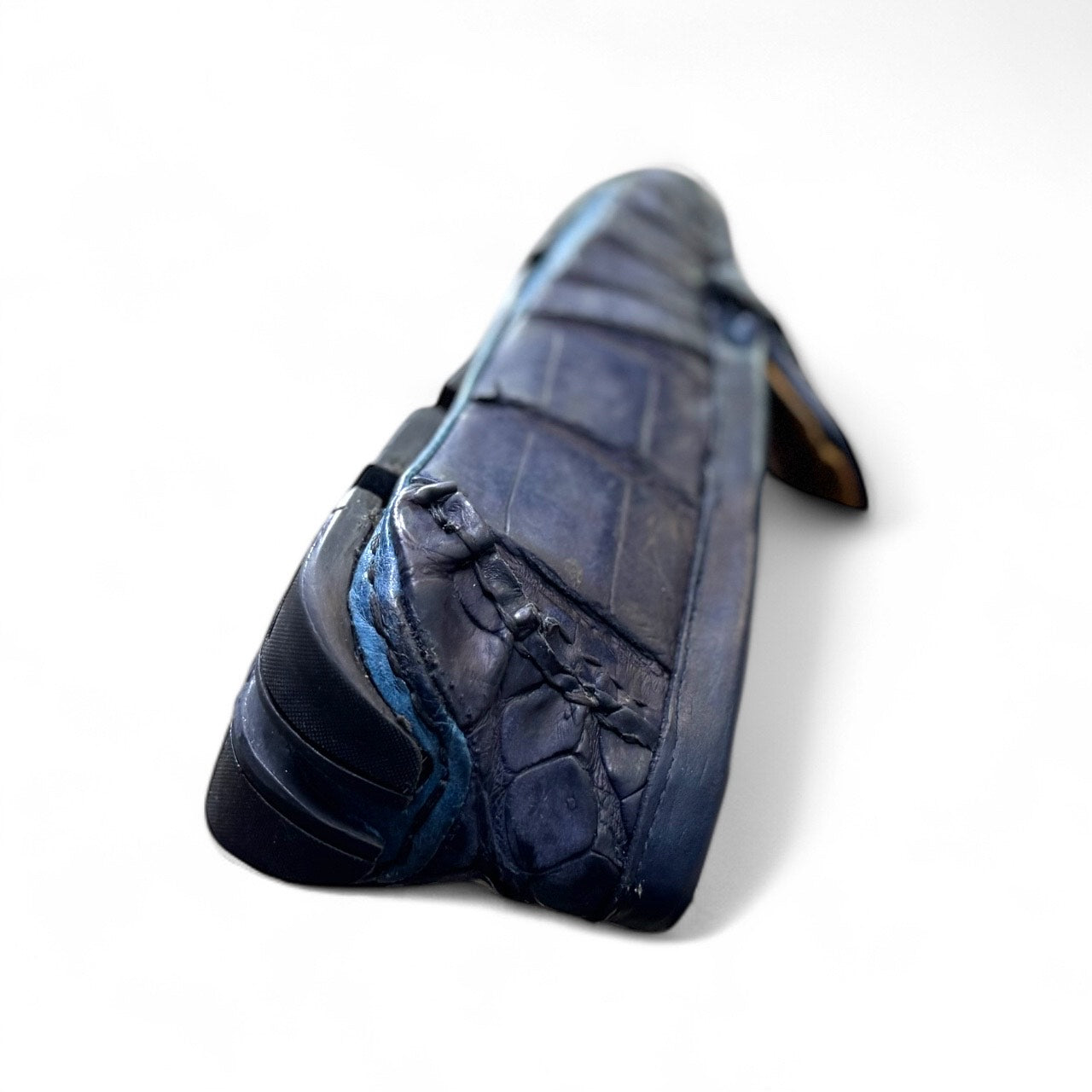 mocasines imperioly de piel genuina cocodril moreleti azul blue jean