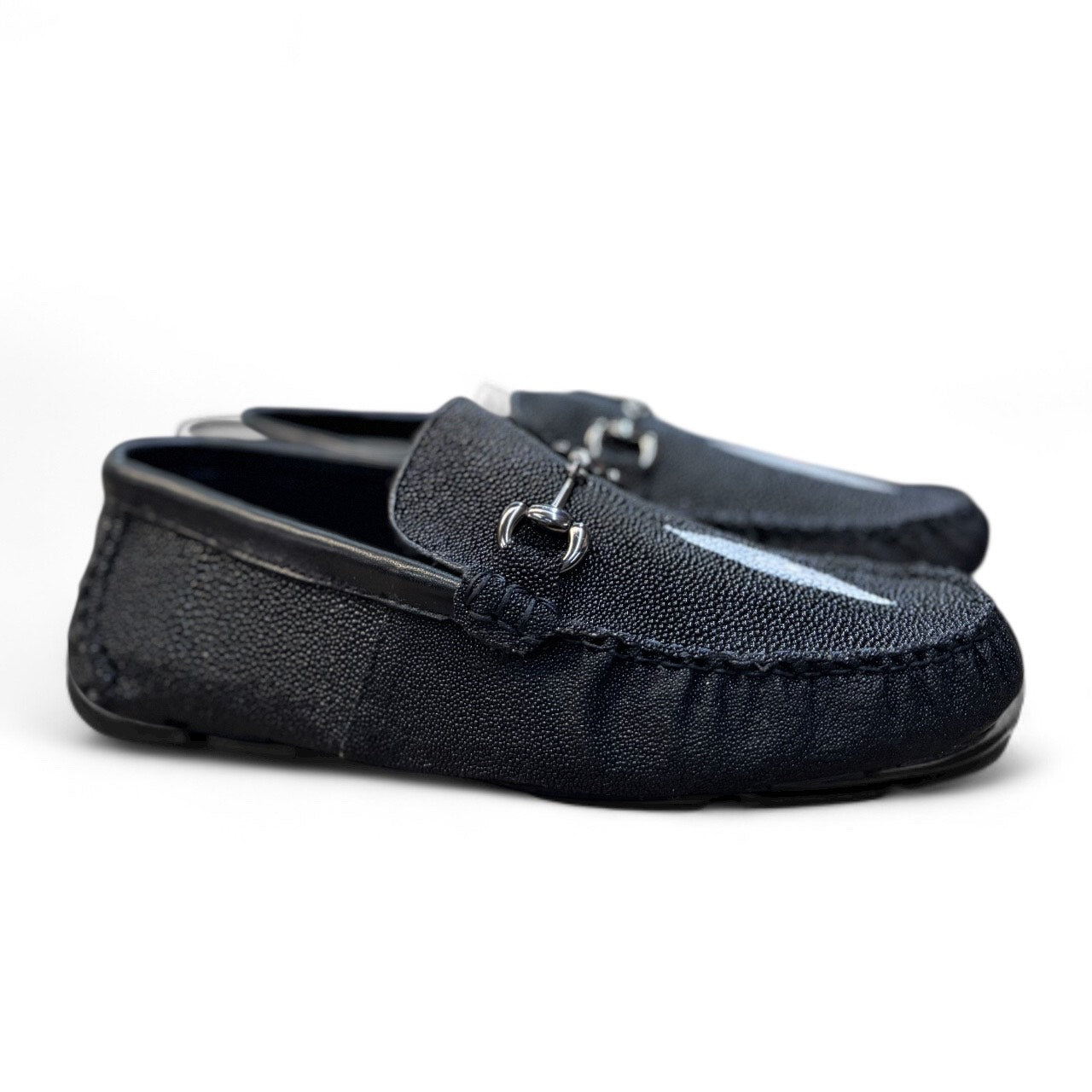 mocasines imperioly de piel legitimo mantarraya / stingray diamond  full black