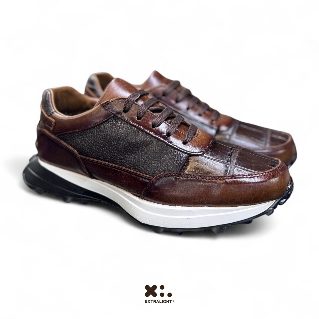 sneaker de piel venado moca coñac piel alligator legit 20k extralight